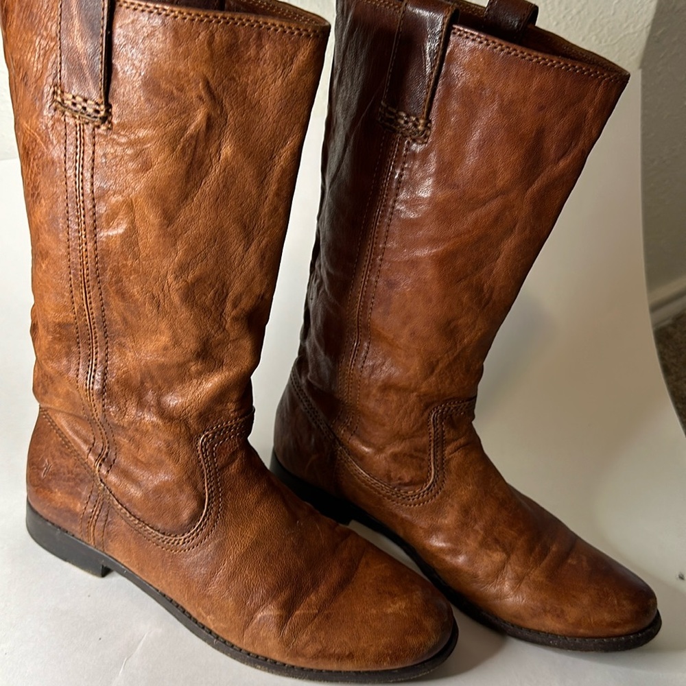 Frye Anna Cognac Leather Pull On boots